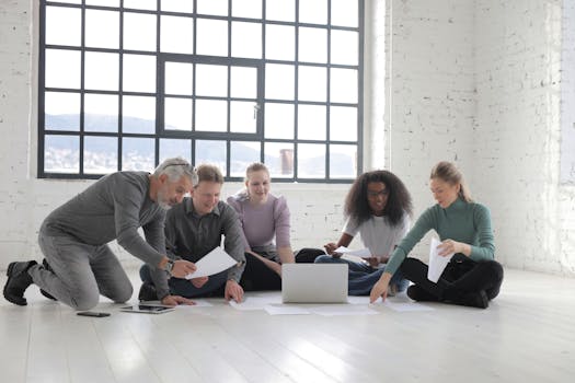 group of creative professionals discussing ideas